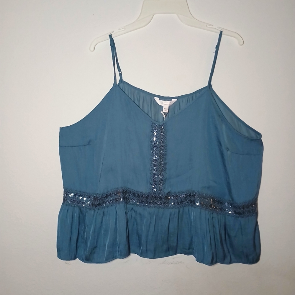 NWT Lauren Conrad LC Cami Women's Size XXL Teal Vintage